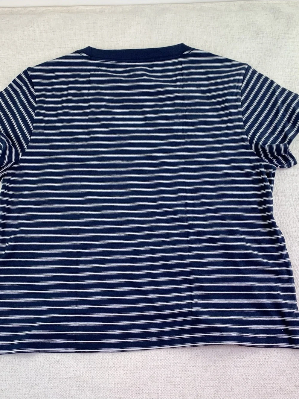 J Crew New vintage jersey relaxed V-neck T-shirt in stripe short sleeve navy